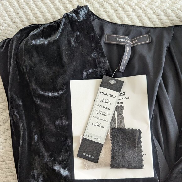 BCBGMAXAZRIA Black Crushed Velvet Evening Long Gown Size S - Picture 10 of 10